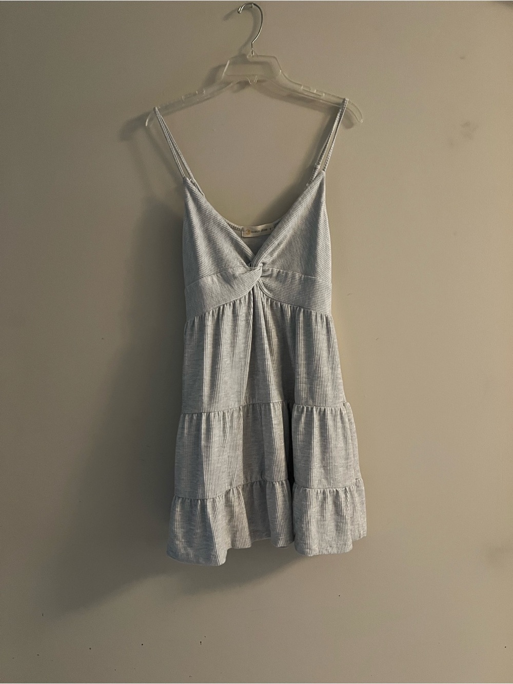 Ocean Drive Large gray white Tiered Midi Dress spaghetti straps t shirt dress